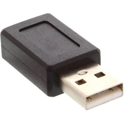 Adaptador USB 2.0 Macho/Hembra - Negro - Cambio de género de cable Adaptador USB 2.0 Macho/Hembra - Negro - Cambio de género de cable