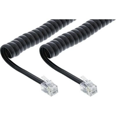 Cavo telefonico inline 18895A - Spirale, 4m, RJ10, Nero Cavo telefonico inline 18895A - Spirale, 4m, RJ10, Nero
