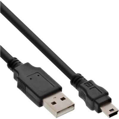 Inline USB Kabel - 0,5m, USB A naar Mini USB B - Zwart Inline USB Kabel - 0,5m, USB A naar Mini USB B - Zwart