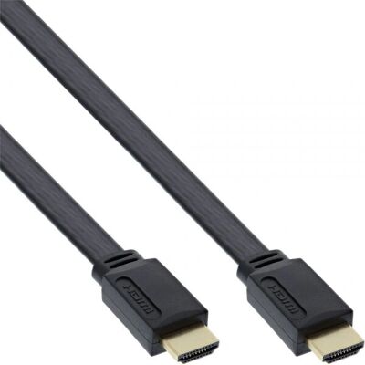 Cavo HDMI InLine 5m, piatto, Ethernet, connettori dorati, nero Cavo HDMI InLine 5m, piatto, Ethernet, connettori dorati, nero