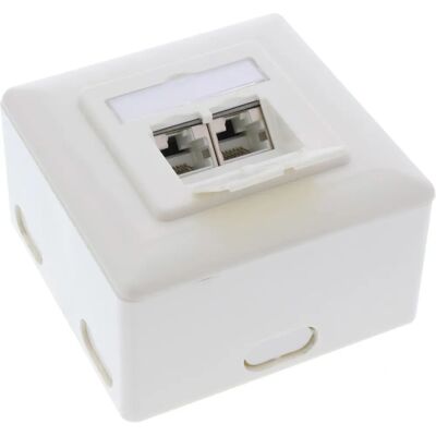 Boîtier de sortie InLine 76842W - Blindé CAT6a, 2x RJ45, Blanc Boîtier de sortie InLine 76842W - Blindé CAT6a, 2x RJ45, Blanc