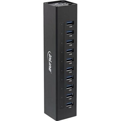 Hub USB Inline - 10 Porte, Nero, 5 Gbps Hub USB Inline - 10 Porte, Nero, 5 Gbps