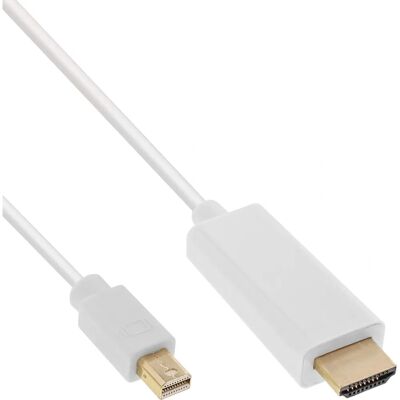 Adattatore Mini DisplayPort a HDMI, 1m, Bianco, Supporto 4K Adattatore Mini DisplayPort a HDMI, 1m, Bianco, Supporto 4K