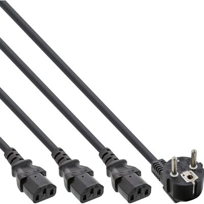 InLine 16653F Kabel zasilający - 3 urządzenia - Czarny InLine 16653F Kabel zasilający - 3 urządzenia - Czarny