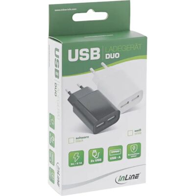 Chargeur universel pour appareils mobiles InLine 31503W - 2 USB-A - Publicité Chargeur universel pour appareils mobiles InLine 31503W - 2 USB-A - Publicité