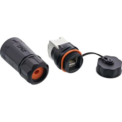 Connecteur IP68 RJ45 Cat.6A Étanche - Noir - Publicité Connecteur IP68 RJ45 Cat.6A Étanche - Noir - Publicité