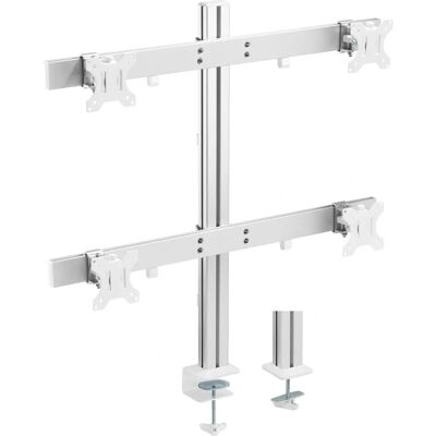 Support Moniteur InLine Blanc en Aluminium - Supporte 4 Écrans 17-32" - Publicité Support Moniteur InLine Blanc en Aluminium - Supporte 4 Écrans 17-32" - Publicité