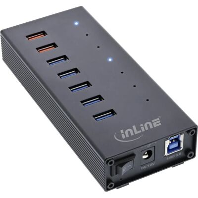InLine 35395I USB Hub - 7 Ports - Aluminium - Schwarz - Unterstützt Windows/Mac/Linux - 5 Gbps InLine 35395I USB Hub - 7 Ports - Aluminium - Schwarz - Unterstützt Windows/Mac/Linux - 5 Gbps