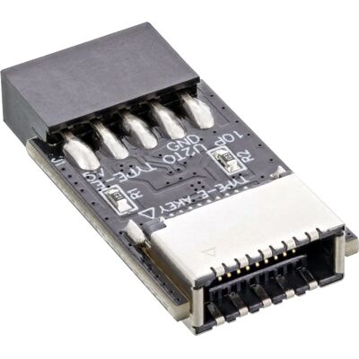InLine USB 2.0 till USB 3.2 Type-E-adapter - Intern, Svart InLine USB 2.0 till USB 3.2 Type-E-adapter - Intern, Svart