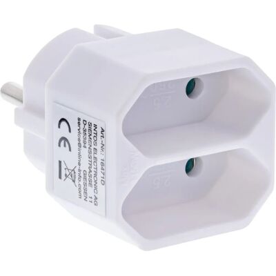 Inline Power Plug Adapter - Typ F Typ C - Weiß Inline Power Plug Adapter - Typ F Typ C - Weiß