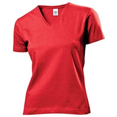Stedman Classics Rotes V-Ausschnitt Damen-T-Shirt - S-2XL Stedman Classics Rotes V-Ausschnitt Damen-T-Shirt - S-2XL