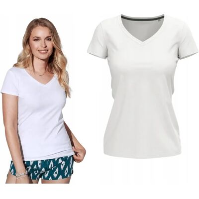 CLAIRE Dekolt w serek Biały - T-shirt - Mieszanka bawełny i elastanu - Nowoczesny krój CLAIRE Dekolt w serek Biały - T-shirt - Mieszanka bawełny i elastanu - Nowoczesny krój