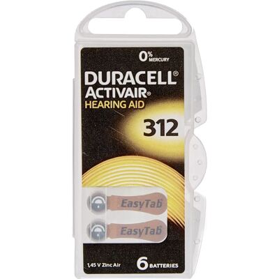 Duracell - Batterie à l'air de zinc 312 - Pile pour appareil auditif 6 pièces - Publicité Duracell - Batterie à l'air de zinc 312 - Pile pour appareil auditif 6 pièces - Publicité