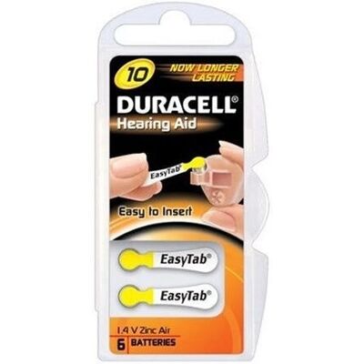 Duracell DA10 Zink-Luft-Batterie - Haushaltsbatterie Duracell DA10 Zink-Luft-Batterie - Haushaltsbatterie