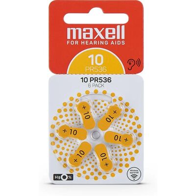 Maxell PR536-10 Hörselapparatbatteri - Zink-luft, Engångs Maxell PR536-10 Hörselapparatbatteri - Zink-luft, Engångs