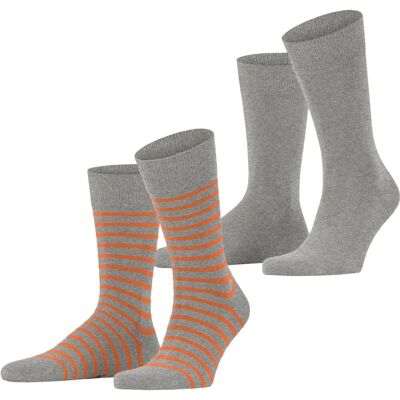Esprit Paquet de 2 Chaussettes à Rayures - Gris/Orange Esprit Paquet de 2 Chaussettes à Rayures - Gris/Orange