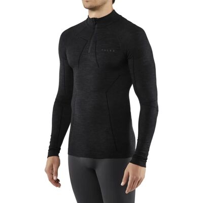 Falke Wool-Tech Zip Hemd S - Herren - Schwarz - Shirt Falke Wool-Tech Zip Hemd S - Herren - Schwarz - Shirt