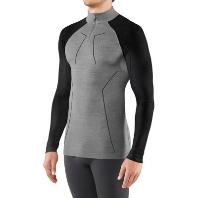 Falke Wool Tech långärmad med dragkedja - Svart Grå Melange - Sportkläder Falke Wool Tech långärmad med dragkedja - Svart Grå Melange - Sportkläder