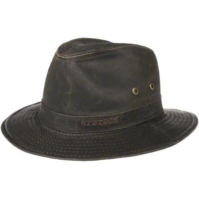 Chapeau de Voyage en Coton Stetson - Marron - Protection UV - Style Vintage Chapeau de Voyage en Coton Stetson - Marron - Protection UV - Style Vintage
