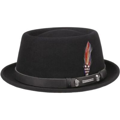 Stetson Woolfelt Pork Pie Hat - Water-Repellent - Stylish - Men Stetson Woolfelt Pork Pie Hat - Water-Repellent - Stylish - Men