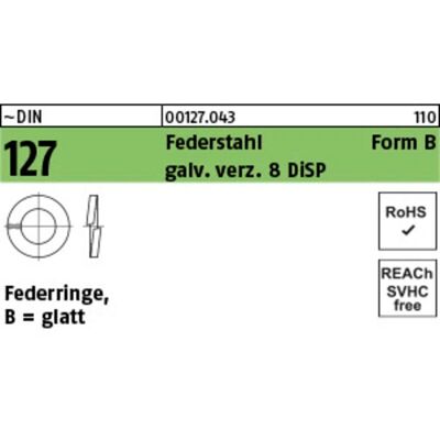 Nobrand M8 Federring aus Stahl, galvanisch verzinkt - DIN 127B Nobrand M8 Federring aus Stahl, galvanisch verzinkt - DIN 127B