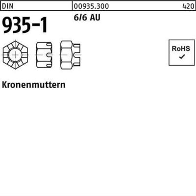 Nobrand - DIN 935-1 Kronenmutter M10 SW17 - Stahl - Nut Nobrand - DIN 935-1 Kronenmutter M10 SW17 - Stahl - Nut