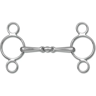 Mors à trois anneaux Waldhausen - Articulation double - 16mm - Argent - Publicité Mors à trois anneaux Waldhausen - Articulation double - 16mm - Argent - Publicité