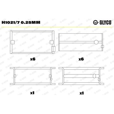 Rolamento do virabrequim GLYCO H1021/7 0.25MM Rolamento do virabrequim GLYCO H1021/7 0.25MM