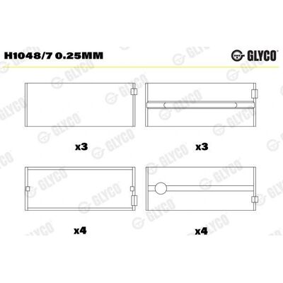 GLYCO H1048/7 0.25mm Crankshaft Support - Crankshaft Bearing GLYCO H1048/7 0.25mm Crankshaft Support - Crankshaft Bearing