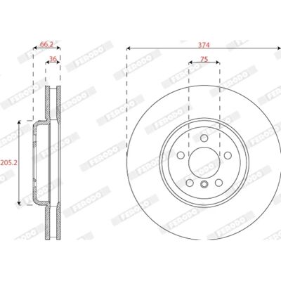 Δισκό φρένων FERODO DDF2042RC-1 - Αερόψυκτο, 374mm, 36mm, 5 Τρύπες Δισκό φρένων FERODO DDF2042RC-1 - Αερόψυκτο, 374mm, 36mm, 5 Τρύπες