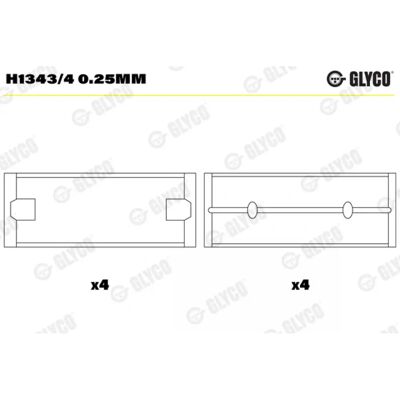 Glyco H1343/4 0.25mm Krumlager - Krumlager Glyco H1343/4 0.25mm Krumlager - Krumlager
