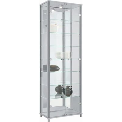 FIF MÖBEL Optima Silber Vitrine - 58cm x 172cm x 33cm - Schrank FIF MÖBEL Optima Silber Vitrine - 58cm x 172cm x 33cm - Schrank