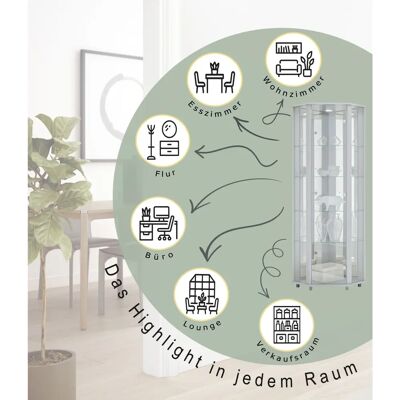 FIF MÖBEL TRIO Weiß Vitrine - Glas, Verstellbare Regale, Modernes Design FIF MÖBEL TRIO Weiß Vitrine - Glas, Verstellbare Regale, Modernes Design