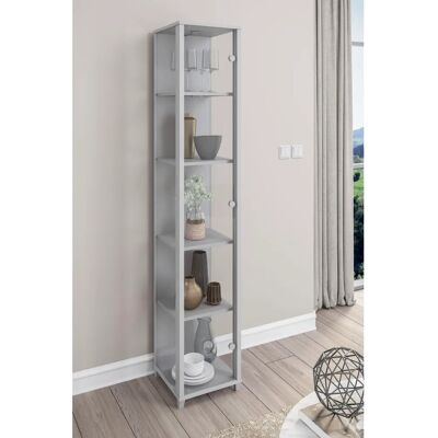 FIF MÖBEL OPTIMA Silber Standvitrine mit LED-Beleuchtung - Vitrine FIF MÖBEL OPTIMA Silber Standvitrine mit LED-Beleuchtung - Vitrine