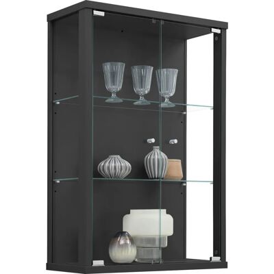 FIF MÖBEL Optima Wandvitrine - Glas, Schwarz, 82cm hoch FIF MÖBEL Optima Wandvitrine - Glas, Schwarz, 82cm hoch