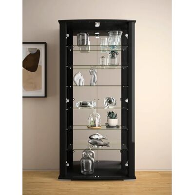 FIF MÖBEL Stella - Schwarze Glasvitrine mit Schloss FIF MÖBEL Stella - Schwarze Glasvitrine mit Schloss