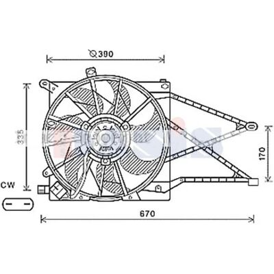 Aks Dasis Kølevifte - Opel Astra H Zafira B 390mm Aks Dasis Kølevifte - Opel Astra H Zafira B 390mm