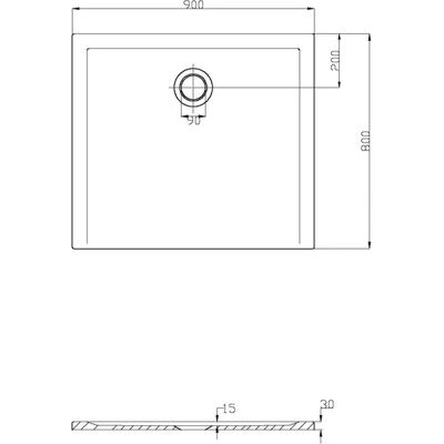 Hoesch Muna Weiße Rechteck-Duschwanne - 900x800mm Hoesch Muna Weiße Rechteck-Duschwanne - 900x800mm