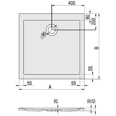 Hoesch Samar Ultra-flache Duschwanne - 90x90 cm - Weiß Hoesch Samar Ultra-flache Duschwanne - 90x90 cm - Weiß
