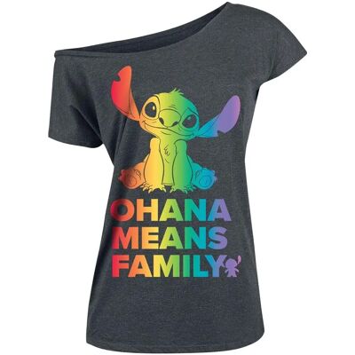 Lilo & Stitch Ohana Rainbow Grå Kortermet T-skjorte - T-Shirt Lilo & Stitch Ohana Rainbow Grå Kortermet T-skjorte - T-Shirt
