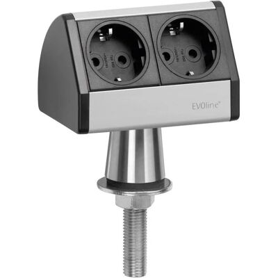 Evoline - 93022055 Stekkerdoos 2-voudig Zwart, Zilver zonder schakelaar Evoline - 93022055 Stekkerdoos 2-voudig Zwart, Zilver zonder schakelaar