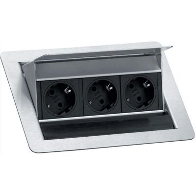 Franke Power Strip - Retractable, 3 Prises, Inox, Noir - Power Strip Franke Power Strip - Retractable, 3 Prises, Inox, Noir - Power Strip