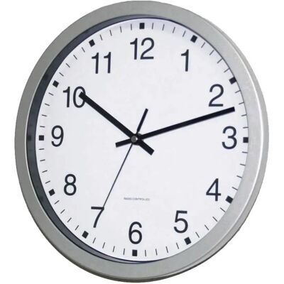 EuroTime 56831-07 Zilveren Radio-gestuurde Wandklok EuroTime 56831-07 Zilveren Radio-gestuurde Wandklok