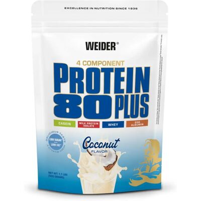 Weider Protein 80 Plus Kokos Eiweiß Pulver - 500 g Weider Protein 80 Plus Kokos Eiweiß Pulver - 500 g