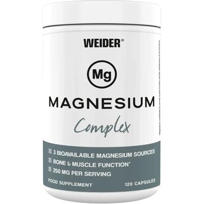 Complejo de Magnesio Weider - Suplemento Dietético - 120 Cápsulas Complejo de Magnesio Weider - Suplemento Dietético - 120 Cápsulas