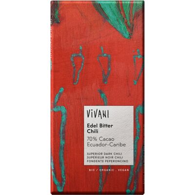 Vivani 285910 Barre de chocolat noir bio au piment - Chocolat - Publicité Vivani 285910 Barre de chocolat noir bio au piment - Chocolat - Publicité