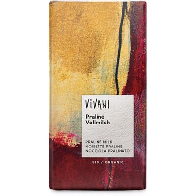 Vivani Chocolat au Lait avec Praliné Bio - Barre de Chocolat - Publicité Vivani Chocolat au Lait avec Praliné Bio - Barre de Chocolat - Publicité