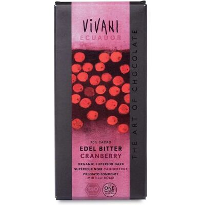 Vivani Chocolate negro superior 70% con arándanos orgánicos - Chocolate Vivani Chocolate negro superior 70% con arándanos orgánicos - Chocolate