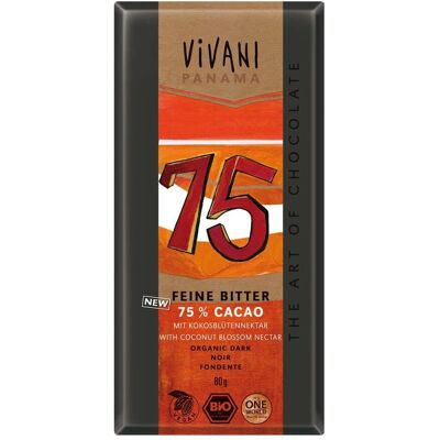 Vivani Organiczna 75% Panama Czekolada Gorzka - Kakao i Cukier z kwiatu kokosa Vivani Organiczna 75% Panama Czekolada Gorzka - Kakao i Cukier z kwiatu kokosa