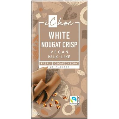 iChoc Crujiente de Nube Blanca - Chocolate blanco vegano con praliné y avellana - Chocolate iChoc Crujiente de Nube Blanca - Chocolate blanco vegano con praliné y avellana - Chocolate